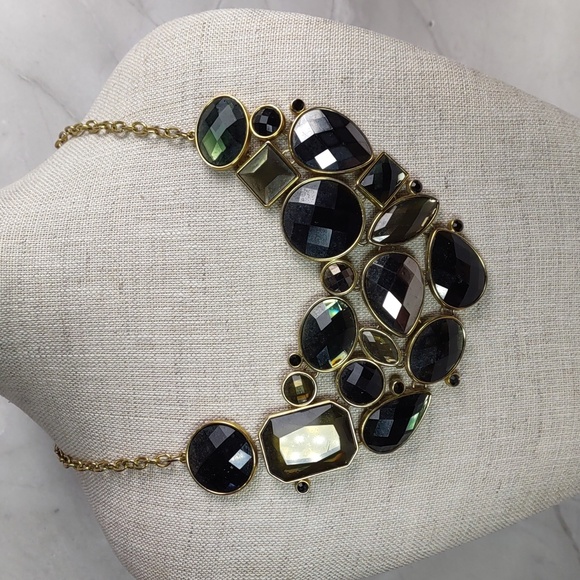Joan Rivers Faceted Goldtone Crystal Waterfall Bib Style Necklace - Picture 2 of 8